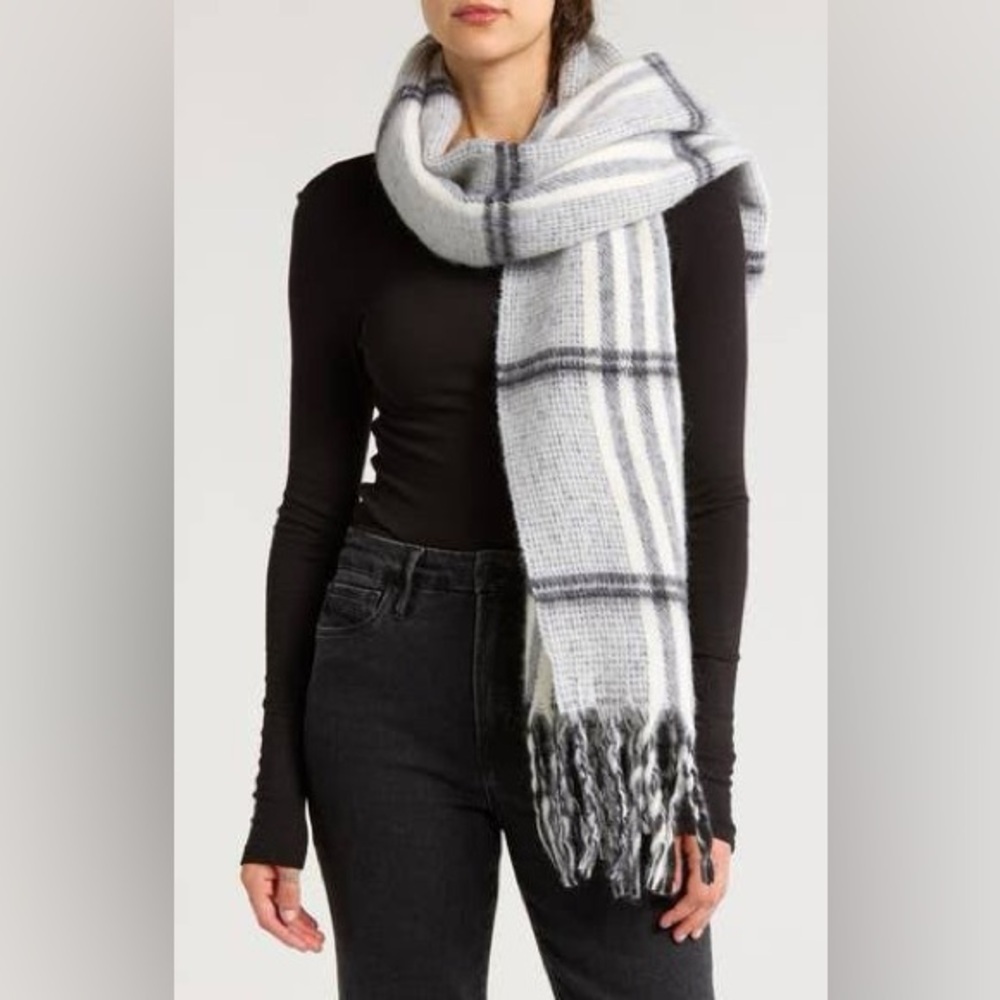 Oversize Brushed Check Scarf AllSaints